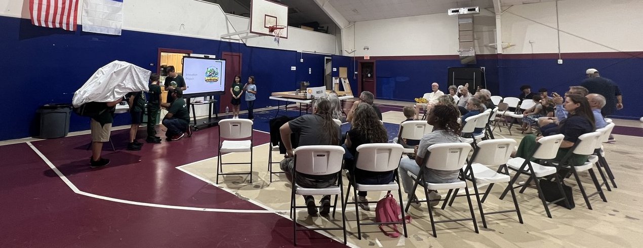 Presenting the Protection Backpack at the school robotics night